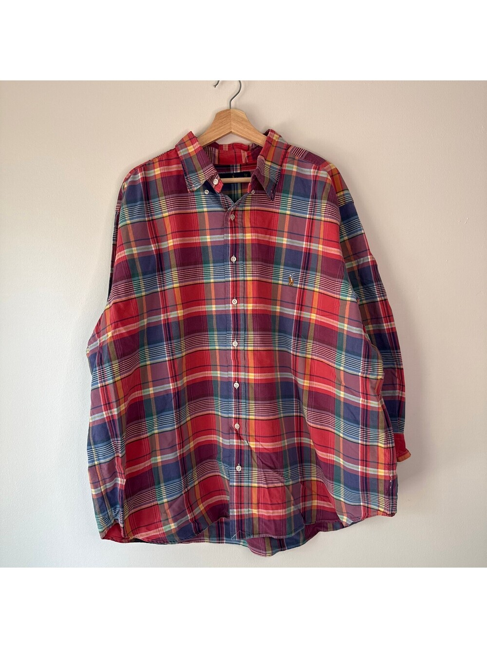 Polo Ralph Lauren Multicolor Plaid Pattern Oxford Long-Sleeve Button Down Shirt